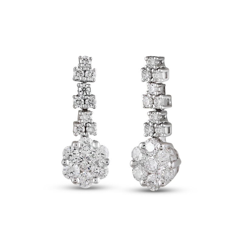 Boldi Diamond Drop Earring in 18K White Gold