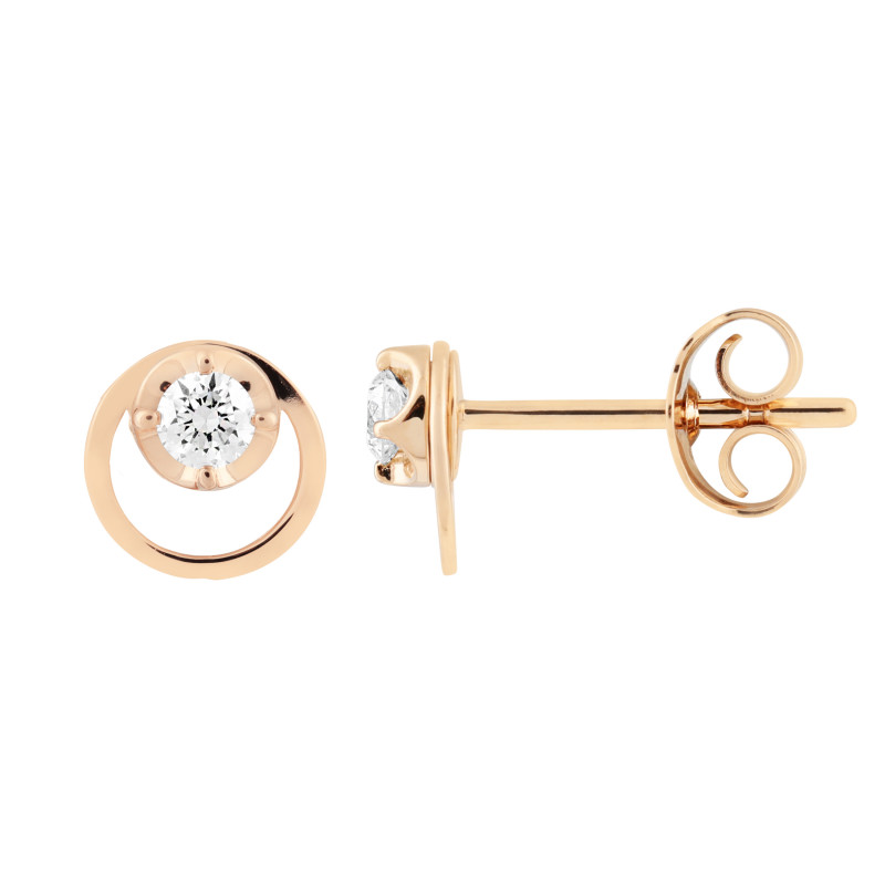 Luna Mini-Diamond Earrings in 18K Rose Gold