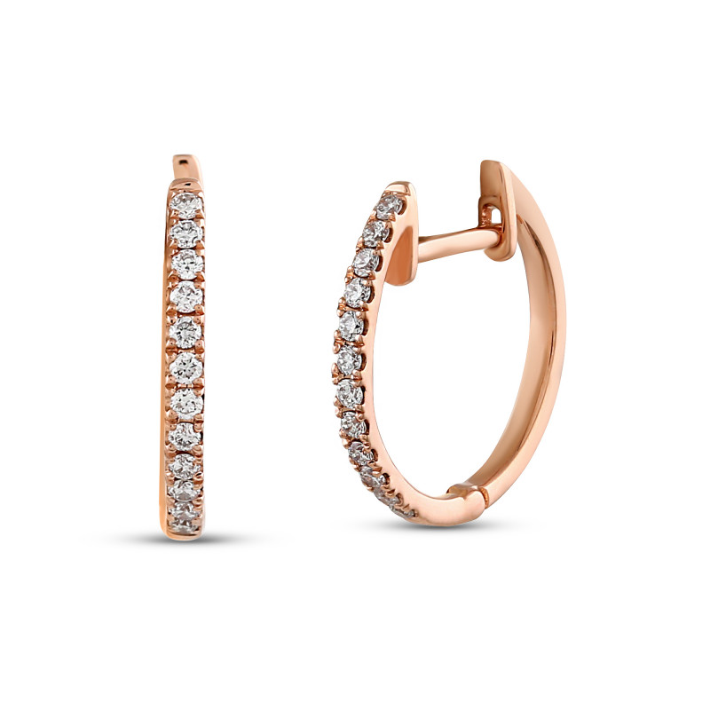 Single Lining Diamond Loop Earrings in 14K Rose Gold