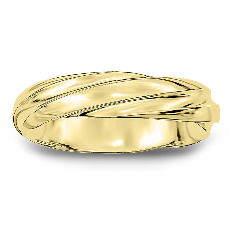Glossy and Brushed Crossovered Ring in 18K Yellow Gold