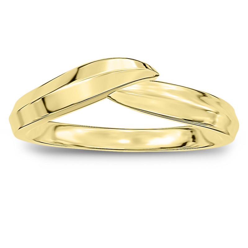 Glossy and Satin Finished in Knife Edge Ring in 18K Yellow Gold