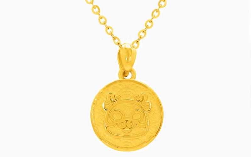 Zodia Dragon Coin Pendant in 999 Pure Gold